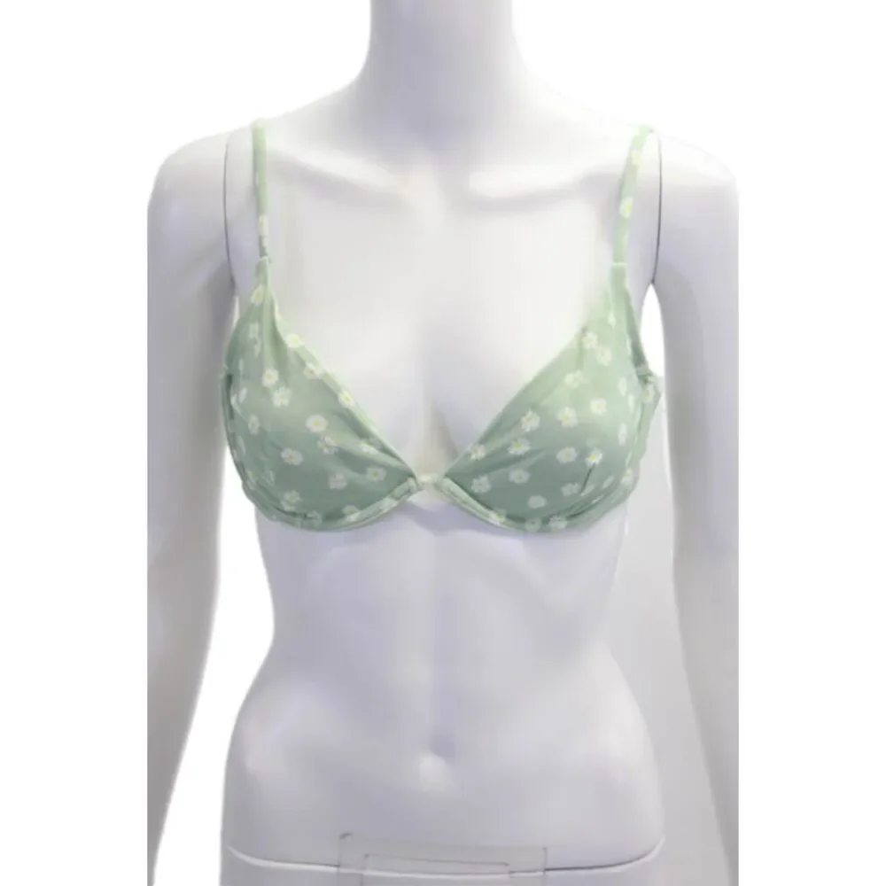 ONIA Womens Daisies Print Underwire Liana Bikini Top Green Combo Size Large